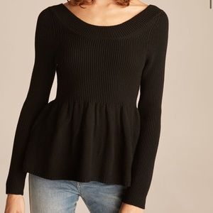 NWT Rebecca Taylor Scoop Neck Peplum Pullover Sweater Sz S